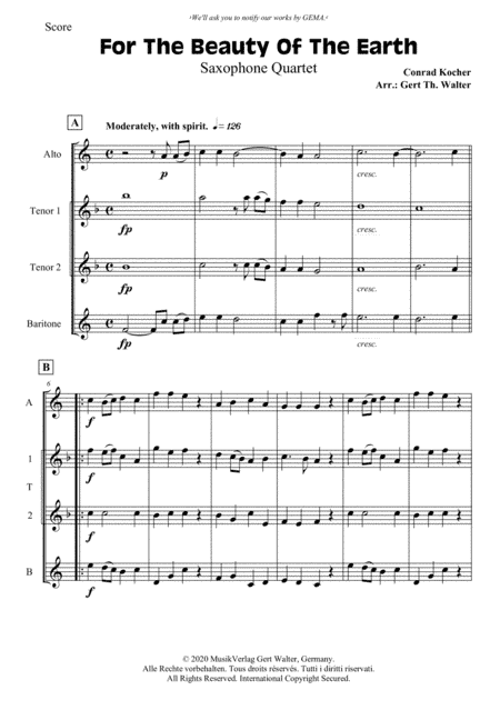 For The Beauty Of The Earth (arr. Gert Th. Walter)