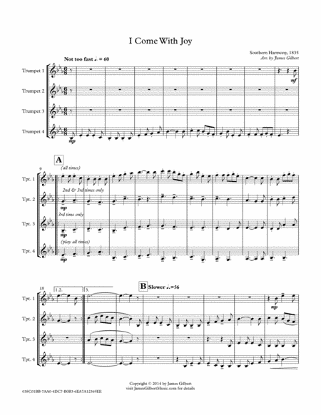 I Come With Joy (arr. James Gilbert)