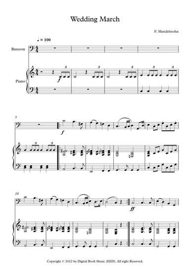 Wedding March - Felix Bartholdy Mendelssohn (Bassoon + Piano) (arr. Digital Book Music)