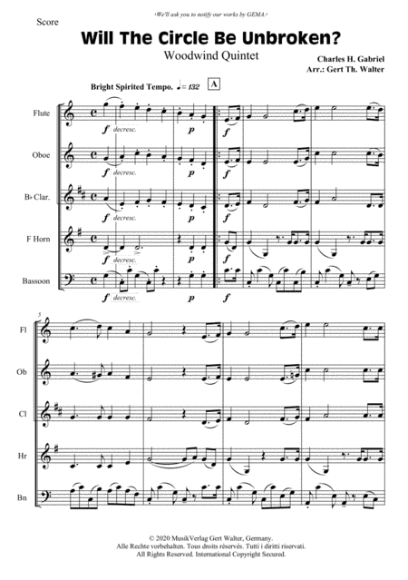 Will The Circle Be Unbroken? (arr. Gert Th. Walter)