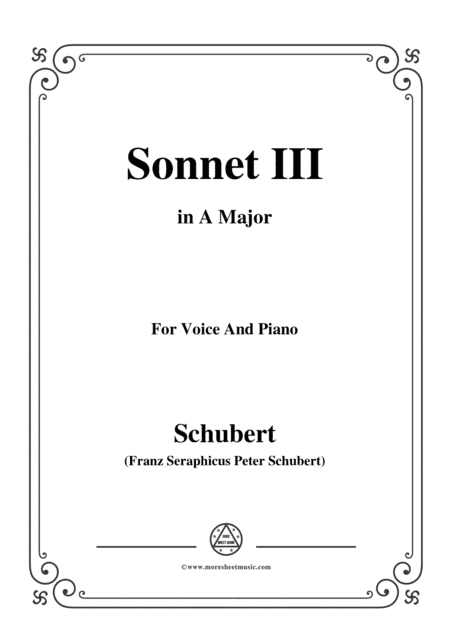 Schubert-Sonnet III,in A Major,for Voice&Piano (arr. MSM)