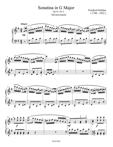 Kuhlau Sonatina in G Major Op.55 No.2 (3rd movement) (arr. Ben Choupak)