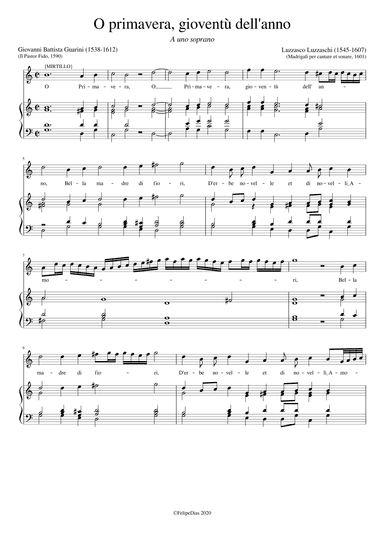O primavera gioventù dell'anno (arr. Early Music Scores)