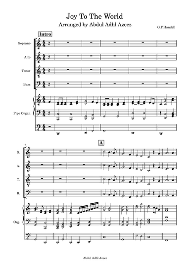 Joy To The World Choir (SATB + Organ) (arr. Abdul Adhl Azeez)