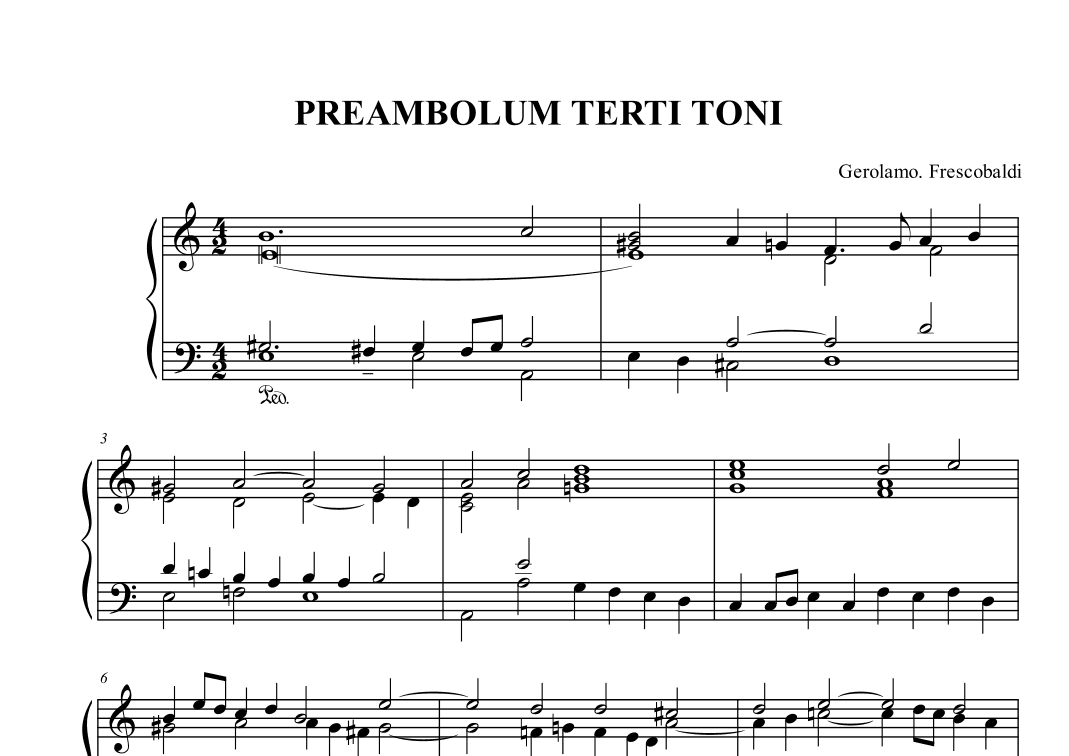 Frescobaldi. PREAMBOLUM TERTI TONI (For Organ) (arr. Renato Tagliabue)