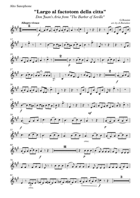 "Largo al factotom della citta" Don Juan's Aria from "The Barber of Seville" (alto sax) (arr. A.Buriakov)