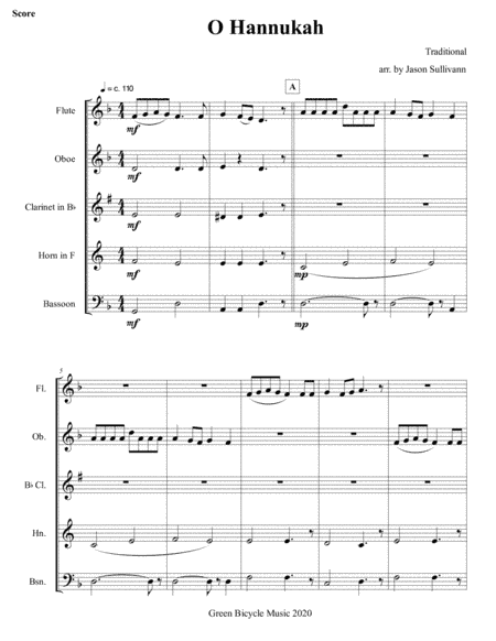 O Hannukah for beginners' WW Quintet (arr. Jason Sullivann)