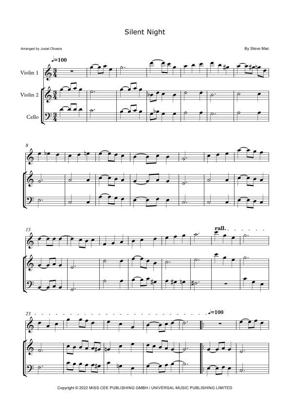 Silent Night - Score Only (arr. Josiel Oliveira)