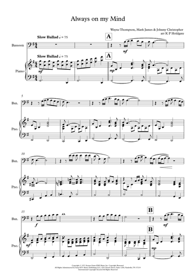 Always On My Mind (arr. Kevin P Holdgate)