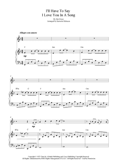 I'll Have To Say I Love You In A Song (arr. Kaiserin Rebecca)