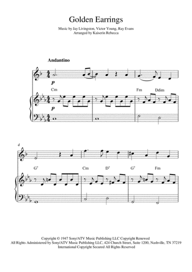 Golden Earrings (arr. Kaiserin Rebecca)