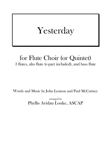 Yesterday (arr. Phyllis Avidan Louke, ASCAP)