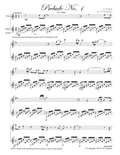Bach's Prelude No. 1 in C for Flute and Guitar (arr. D. M. Gardner Music)