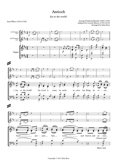 Antioch (Joy to the World!) 2 Trumpets, SATB, Organ (arr. John Ross)