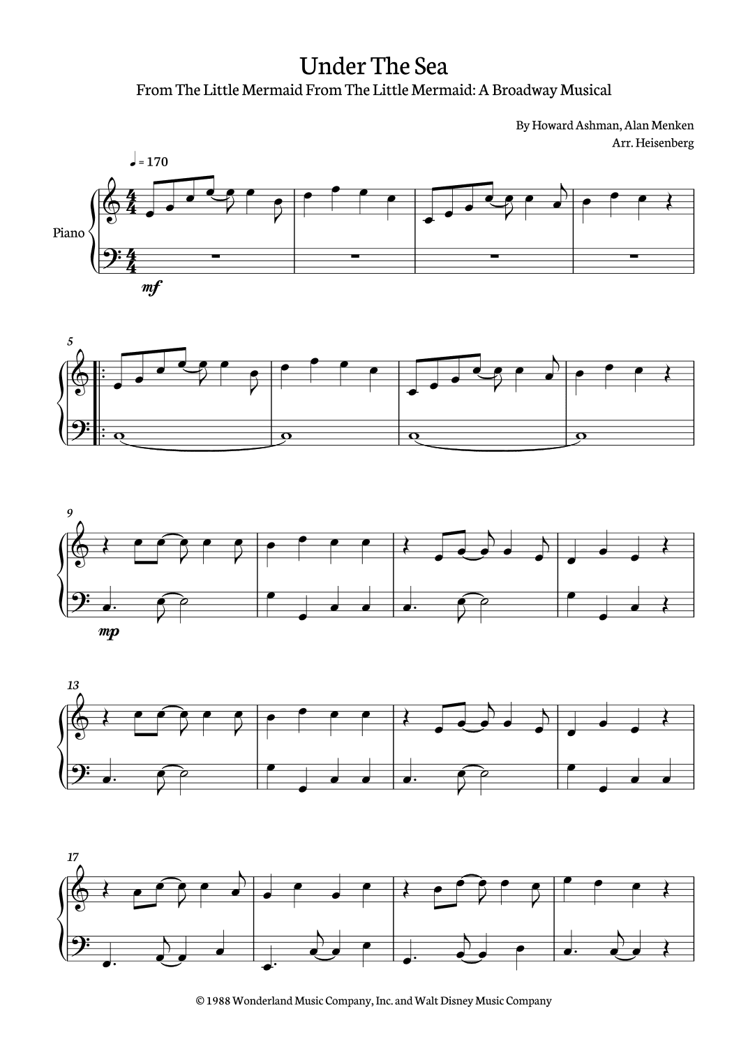 Under The Sea (arr. Heisenberg)