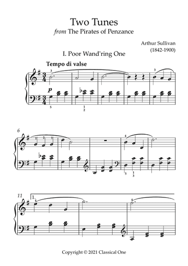 Sullivan - Two Tunes from The Pirates of Penzance(With Note name) (arr. MPS)