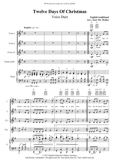 Twelve Days Of Christmas (arr. Gert Th. Walter)