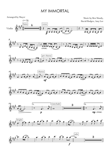 My Immortal (arr. Slayer)