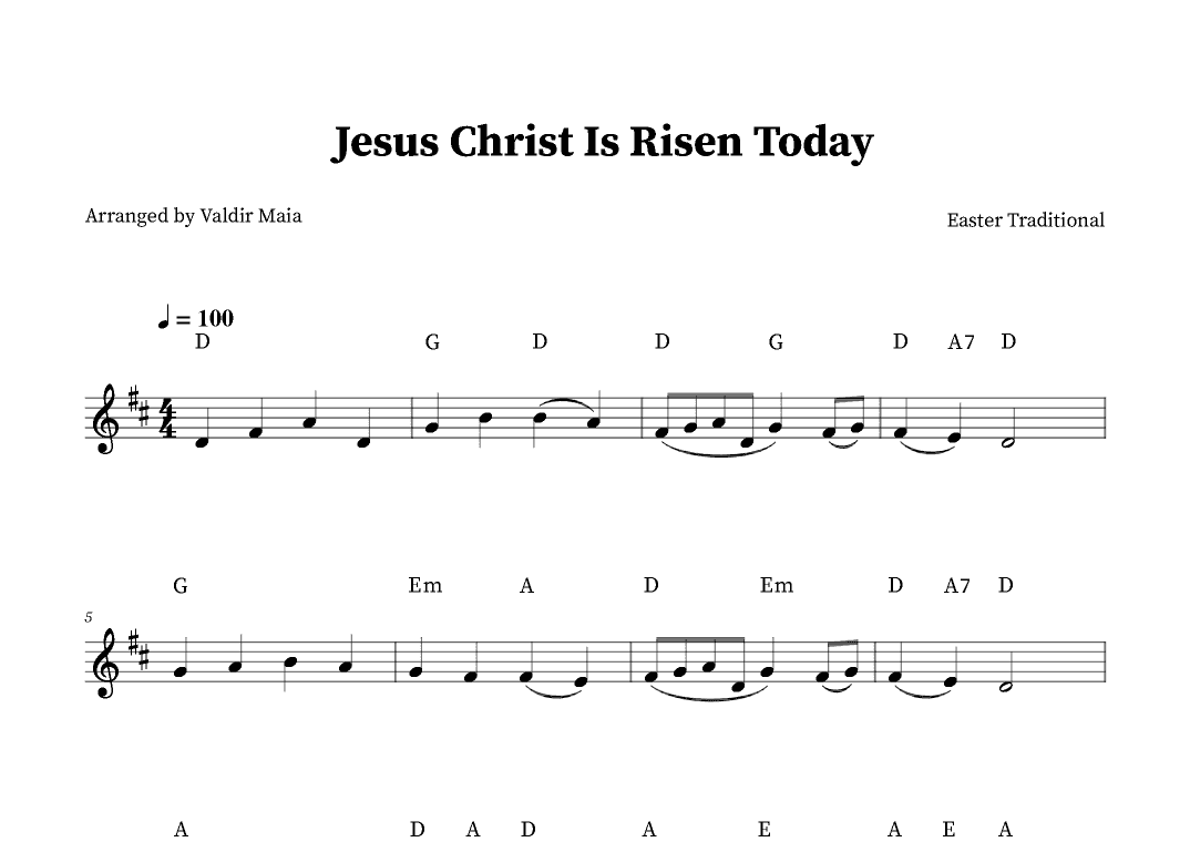 Jesus Christ Is Risen Today - Violin (+ chords) (arr. Valdir Maia)