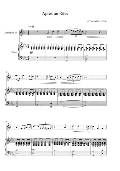 Gabriel Fauré - Après un rêve (Clarinet in Bb Solo) (arr. André Laitano)