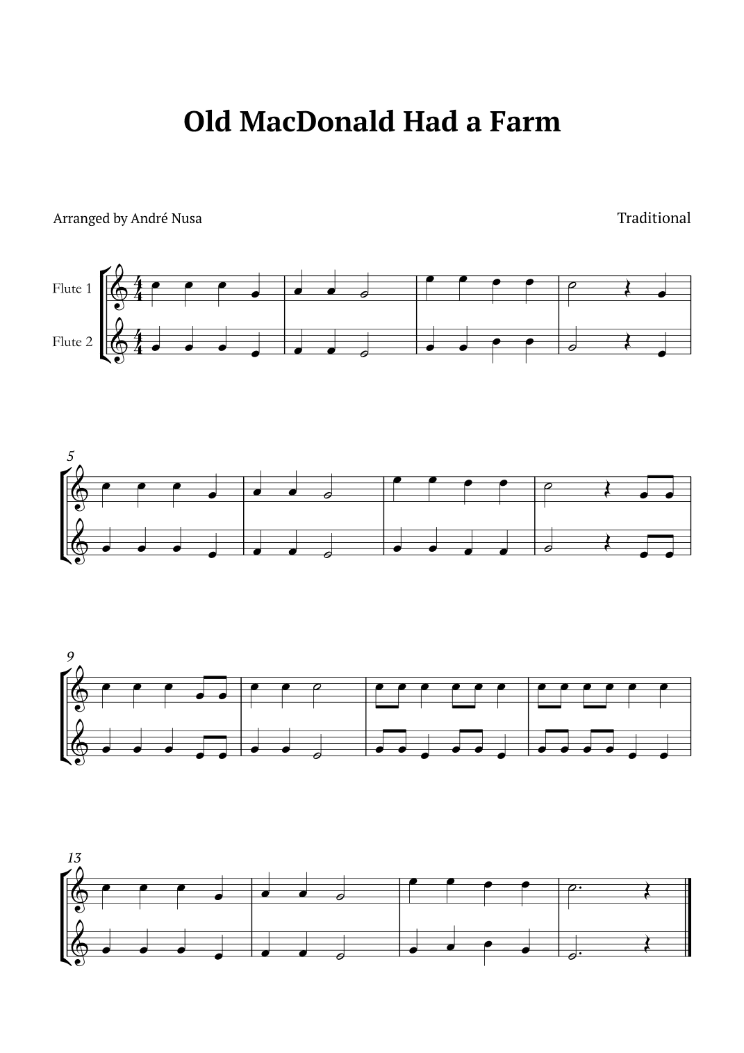 Old MacDonald Had a Farm (arr. André Nusa)