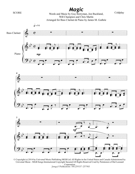 Magic (arr. James M. Guthrie, ASCAP)