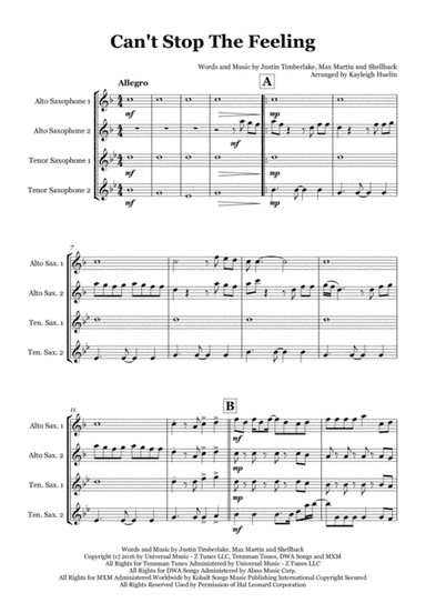 Can't Stop The Feeling! (arr. Kayleigh Huelin)