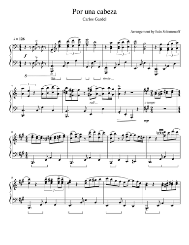 Por una cabeza (piano version) (arr. Ivan Solomonoff)