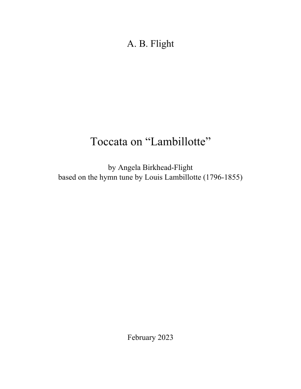Toccata on "Lambillotte" (arr. Angela Birkhead-Flight)