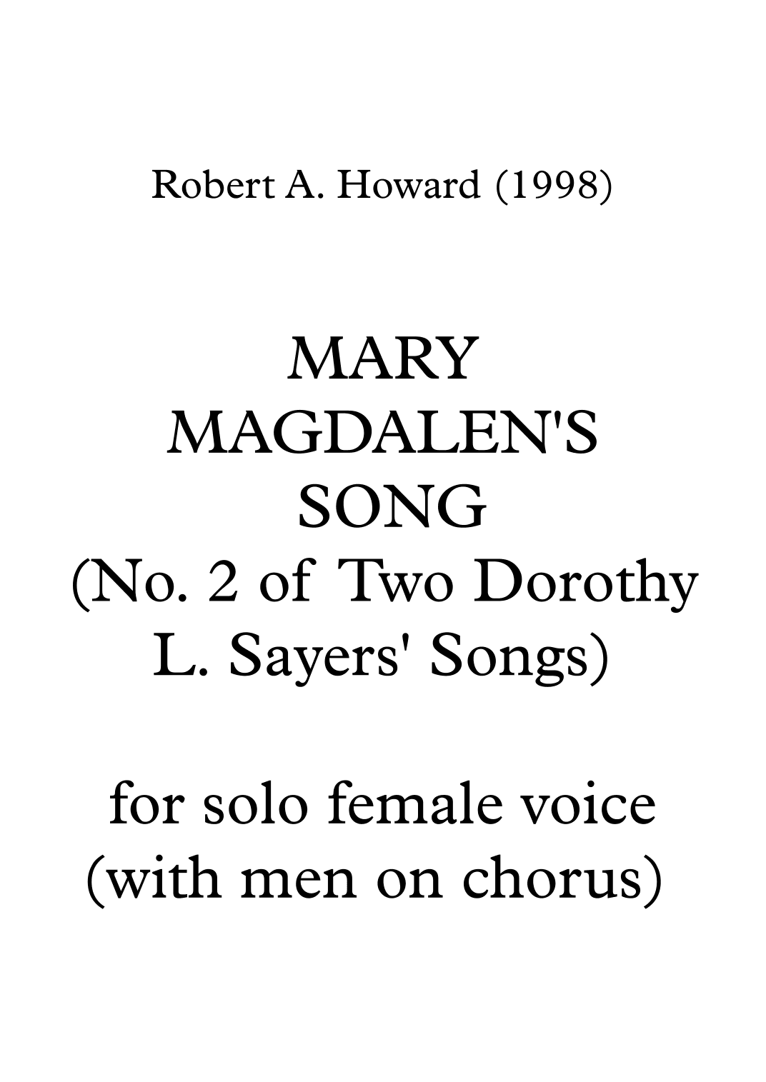 Mary Magdalen's Song