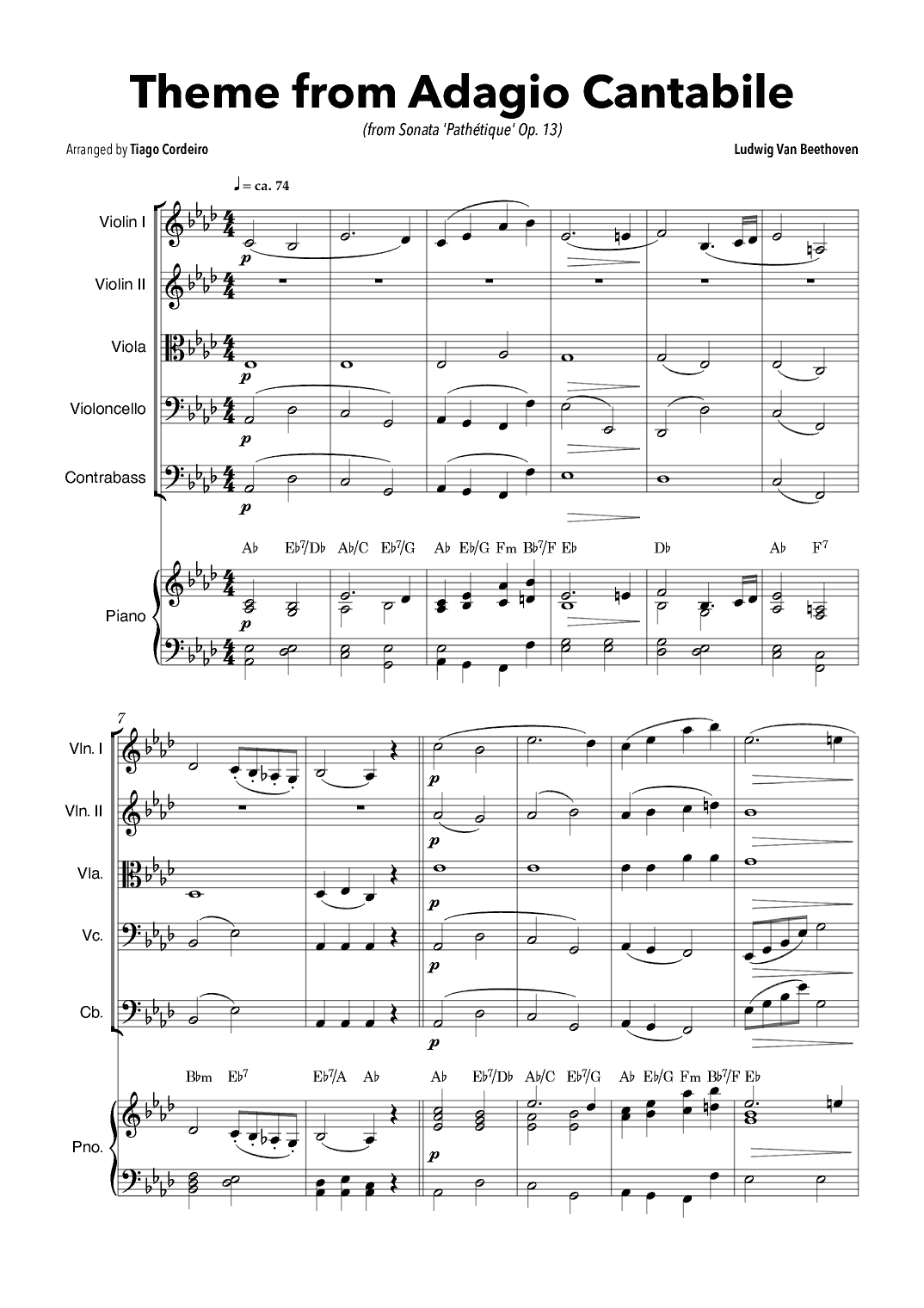 Theme From Adagio Cantabile (from Sonata 'Pathétique' Op.13) (arr. Tiago Cordeiro)