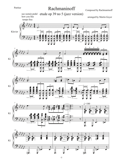 Rachmaninoff etude op 39 no 5 (jazz piano arrangement) (arr. Martin Geyer)
