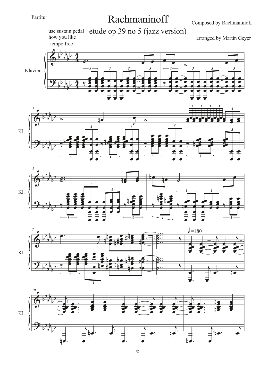 Rachmaninoff etude op 39 no 5 (jazz piano arrangement) (arr. Martin Geyer)