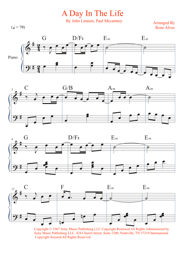 A Day In The Life (arr. Rene Alves)