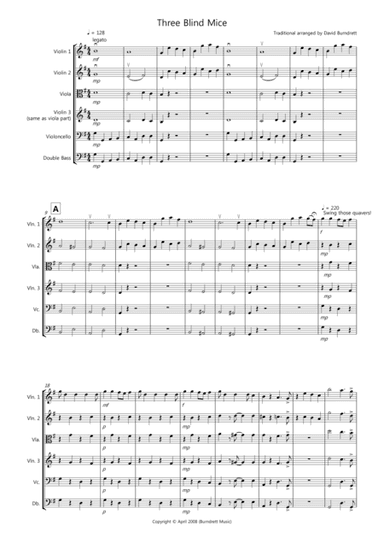 Three Blind Mice for String Orchestra (arr. David Burndrett)