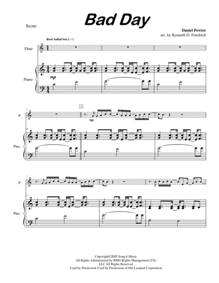 Bad Day (arr. Kenneth D. Friedrich)