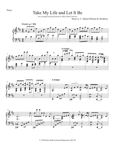 Take My Life and Let It Be / He Leadeth Me (arr. Mary Beth Carlson)