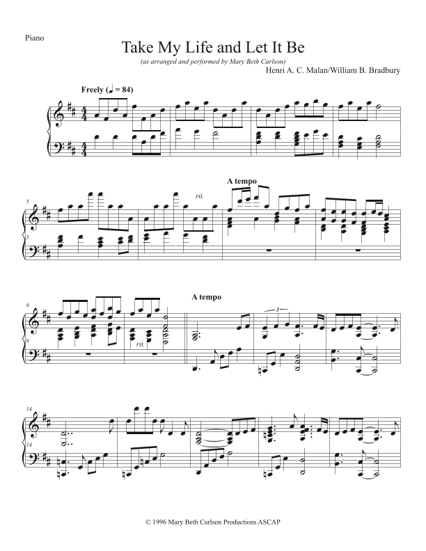 Take My Life and Let It Be / He Leadeth Me (arr. Mary Beth Carlson)