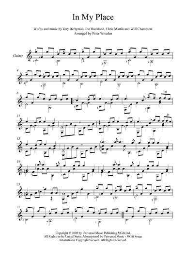 In My Place (arr. Peter Wrieden)
