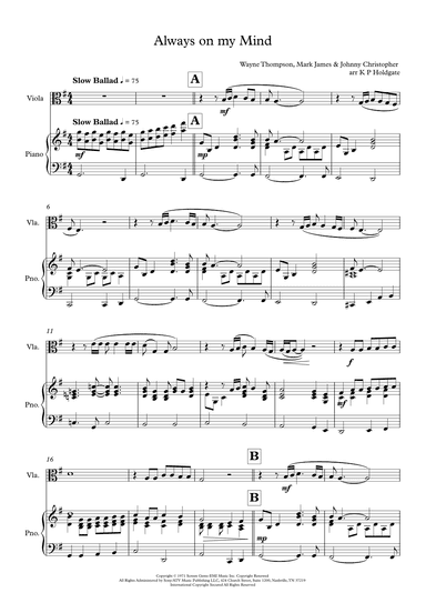 Always On My Mind (arr. Kevin P Holdgate)