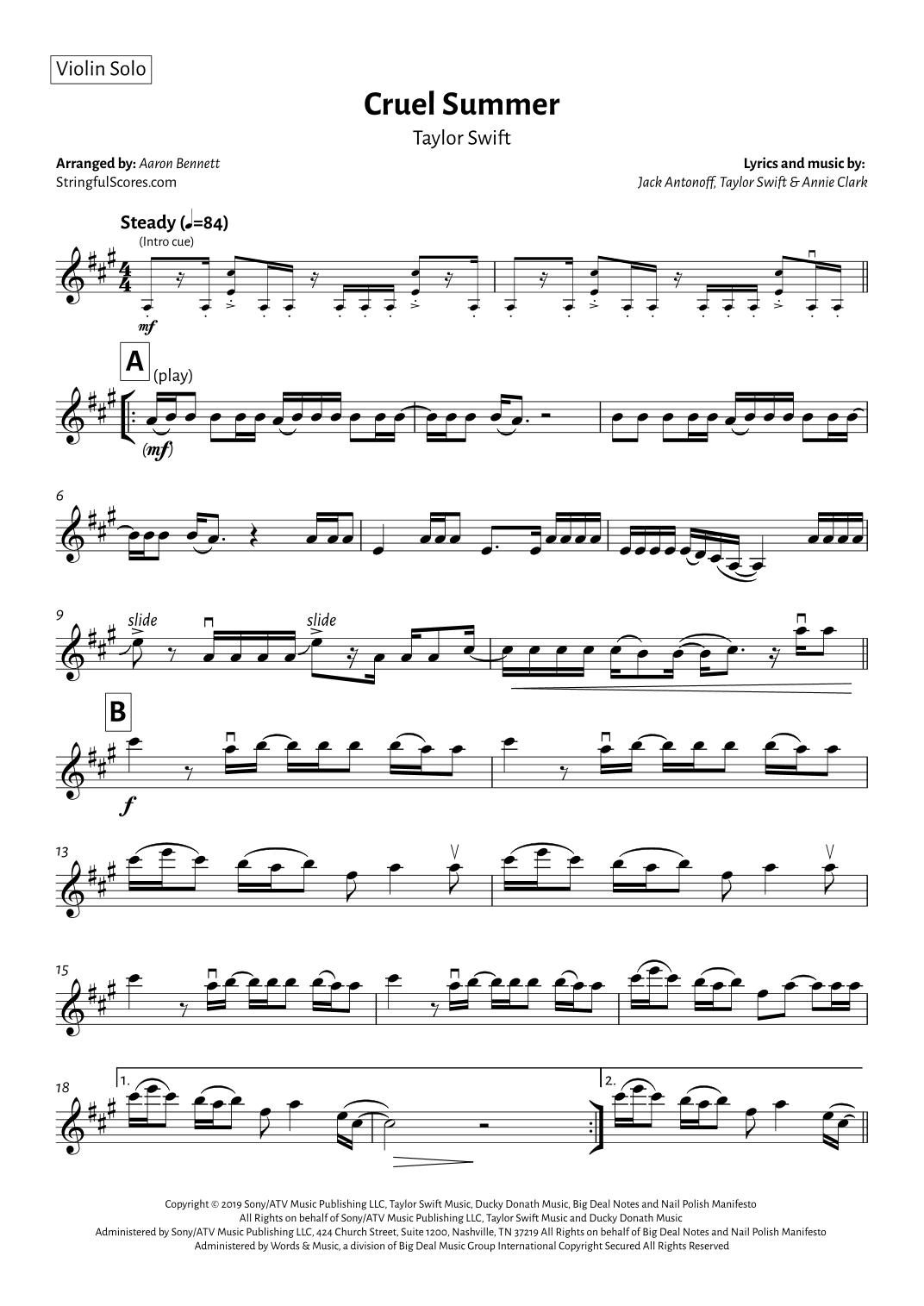 Cruel Summer (arr. Aaron Bennett)