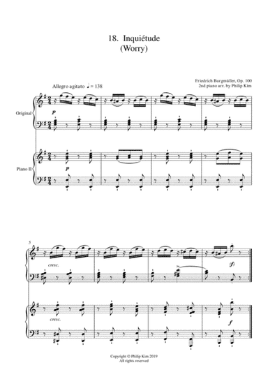 18.  Inquiétude (Worry)  25 Progressive Studies Opus 100 for 2 pianos Friedrich Burgmüller (arr. Philip Kim)