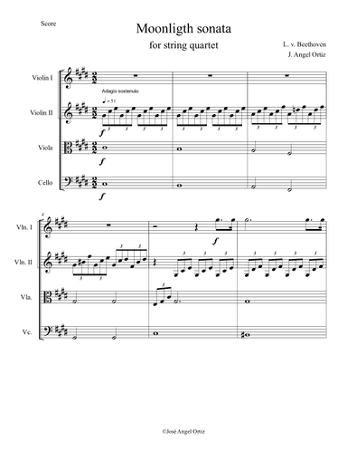 Moonlight sonata for string quartet (arr. José angel Ortiz ramirez)