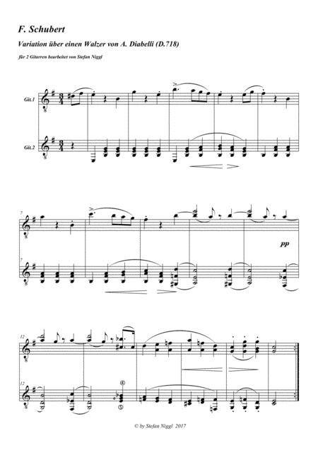 Variation on a Waltz by Diabelli, D.718 (arr. Stefan Niggl)