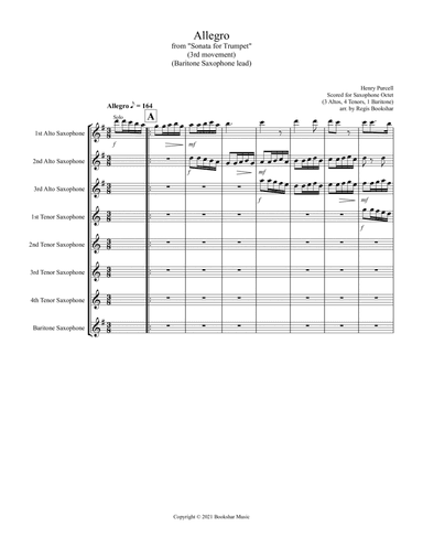 Allegro (from "Sonata for Trumpet") (Bb) (Saxophone Octet - 3 Alto, 4 Tenor, 1 Bari) (Baritone lead) (arr. Regis Bookshar)