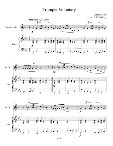 Trumpet Voluntary (Clarinet Solo with Piano Accompaniment) (arr. B. C. Dockery)