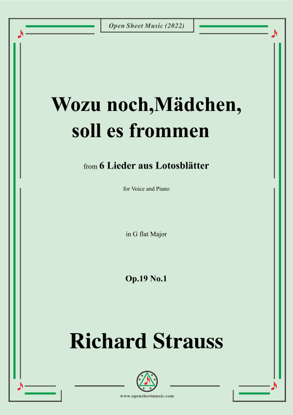 Richard Strauss-Wozu noch,Mädchen,soll es frommen,in G flat Major (arr. OSM Press)