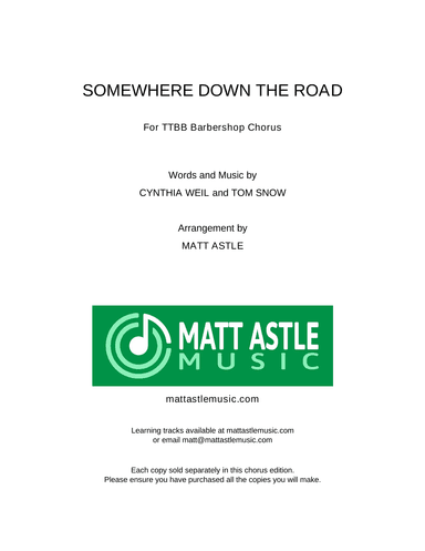 Somewhere Down The Road (arr. Matt Astle Music)