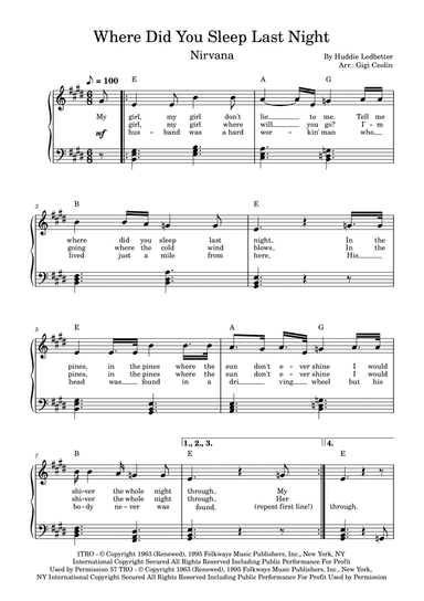 Where Did You Sleep Last Night (arr. Gigi Ceolin)