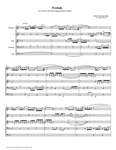 Prelude 12 from Well-Tempered Clavier, Book 1 (Brass Quintet) (arr. Richard Byrnes)